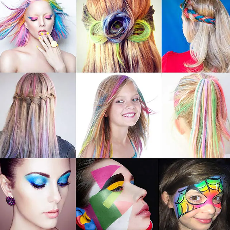 6 цветов временная краска для волос Меловые карандаши окрашивания набор лица