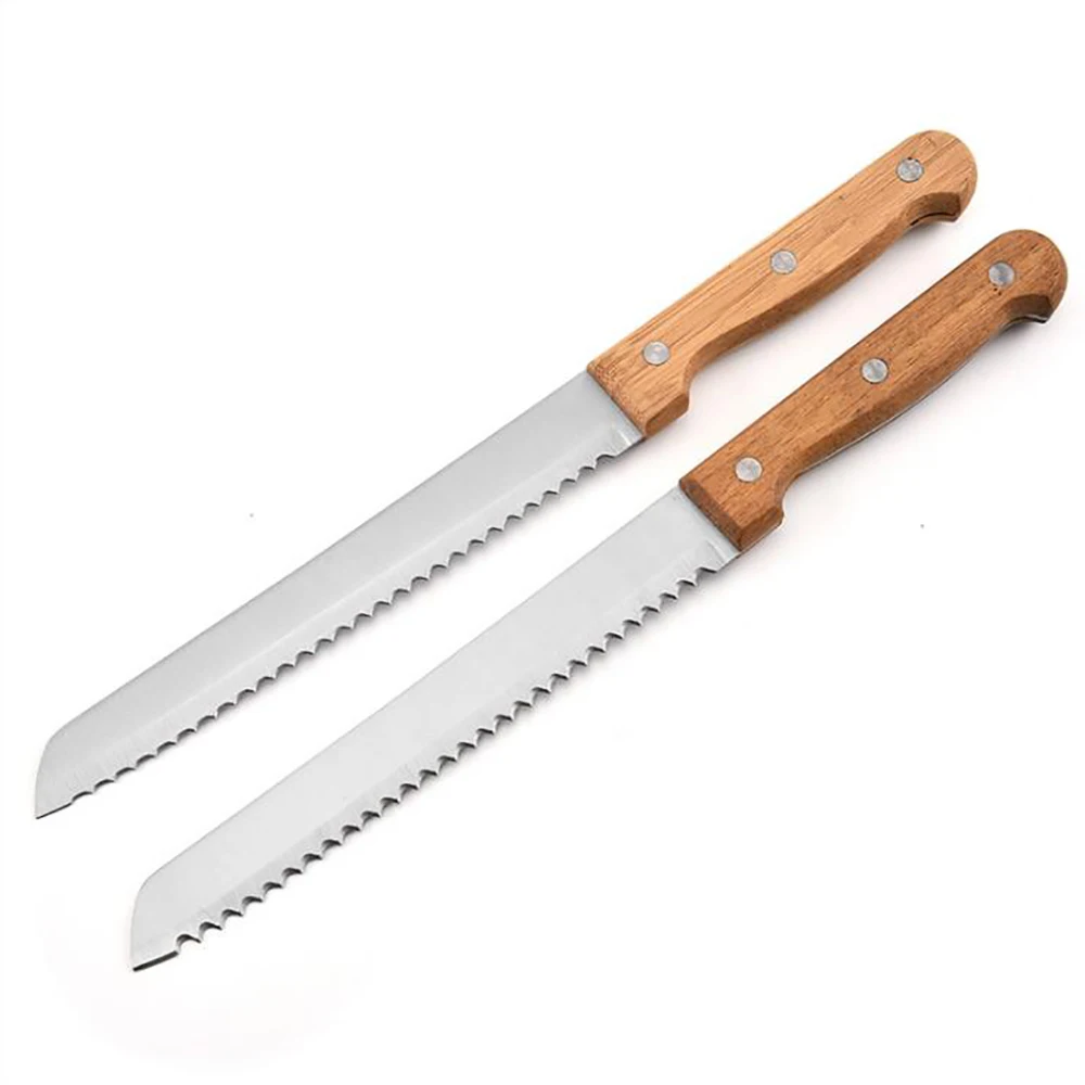 Гироборд с колесами 8 дюймов Нержавеющая сталь хлеб Ножи из бамбука и дерева