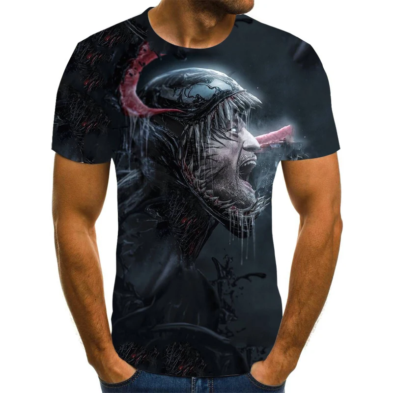 Мужская футболка с 3D принтом Веном крутая модная коротким рукавом в стиле хип
