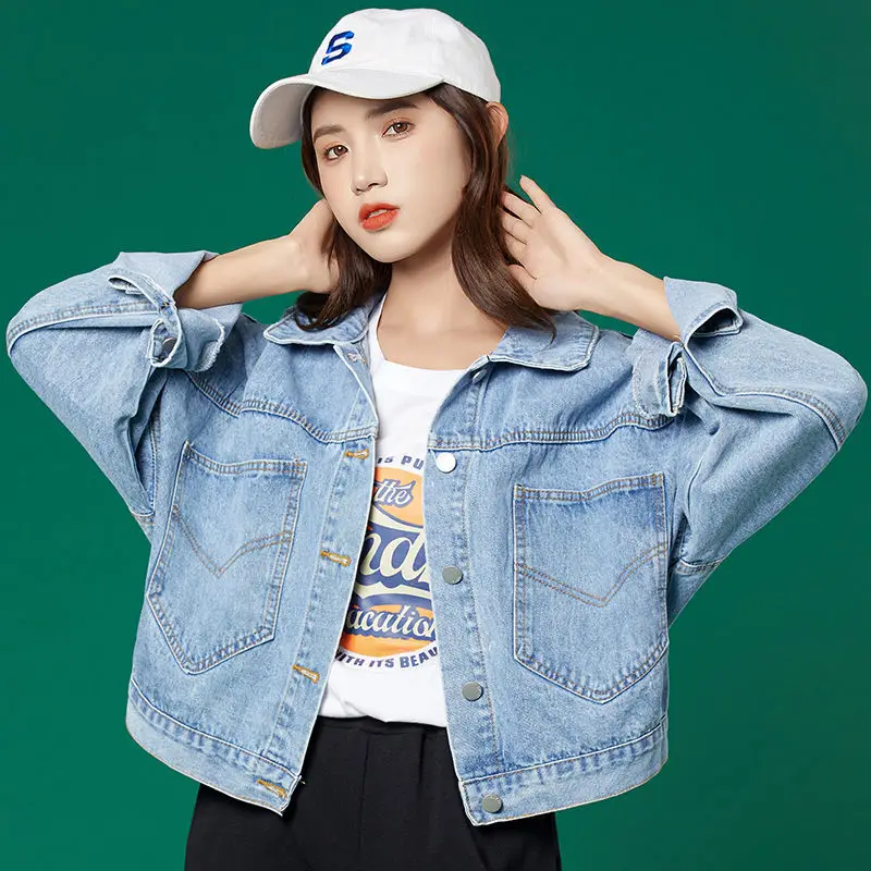 

Cute Casual Women Teddy Jacket Denim Coats 2021 New Arrival Korean Pocket Loose Jean Outwear Removable Hooded Cardigan Top