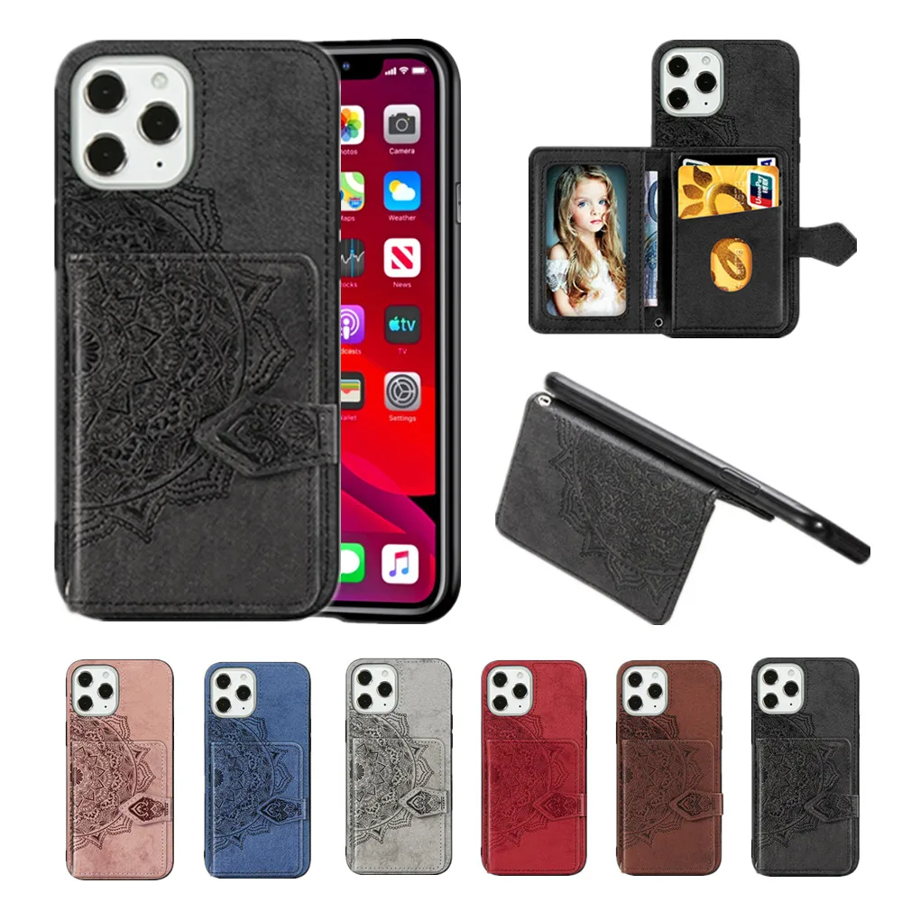 

Fashion Wallet Phone Case for iPhone 11 Pro Max SE 2020 12 Mini XR XS X 6S 7 8 Plus Fundas Shockproof Card Slot Lanyard Cover