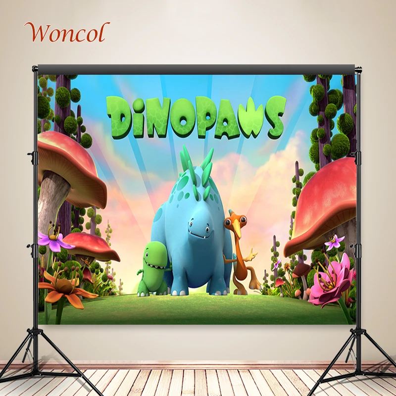 Фон Woncol Dinopaws для фотосъемки на день рождения фоны мультяшный динозавр