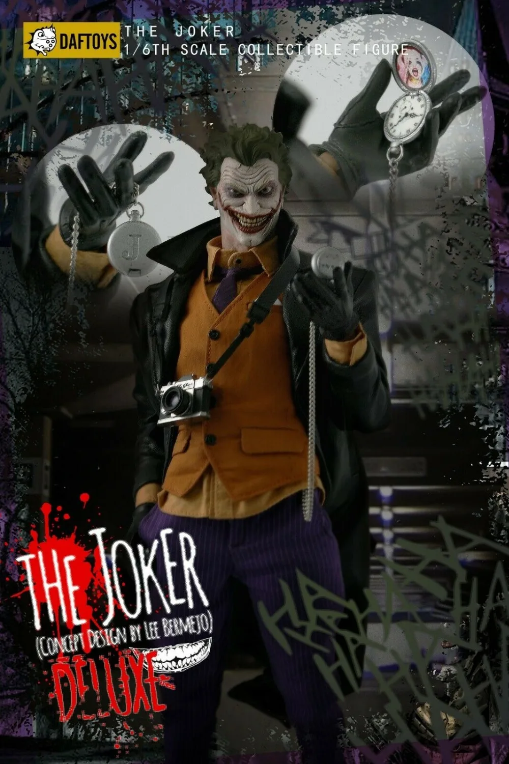 Verkaufen 1/6th DAFTOYS Comic Clown Set Kleidung Schwarz Mantel Orange Top Lila Hosen F 12'' Männlichen Action Figur Körper