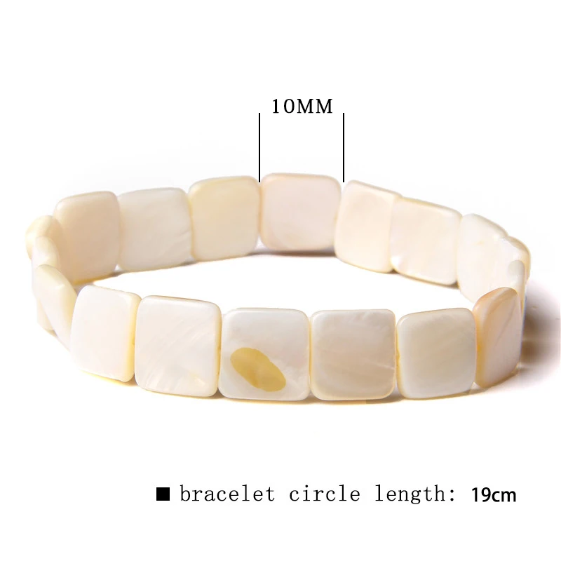 

White Bamboo Joint Mother of Pearls Bracelet For Men Freshwater Shell Beads Bracelet Women Handmade Elastic Pulsera Jewelry Gift