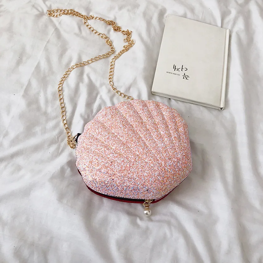

July&Sherly Women Bags, New Arrival Summer Holiday Shell Shape Front&Back Two Types Fashion Mini Blingbling Crossbody Bags