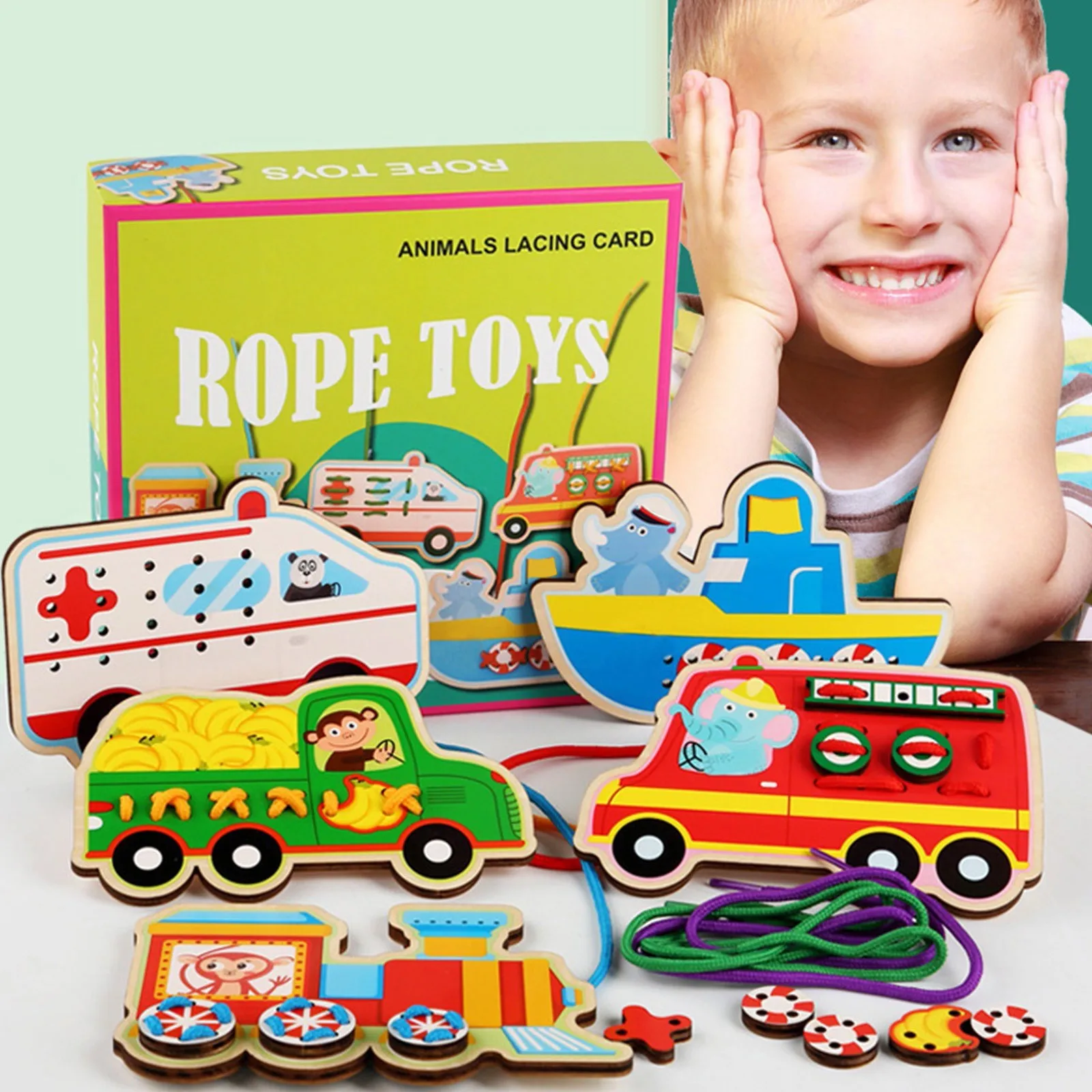 Деревянная кружевная игрушка животное для дошкольного обучения обучающая