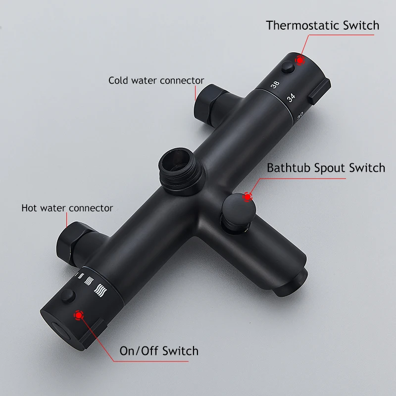 Матовый черный Термостатический смеситель для душа ультратонкая насадка в