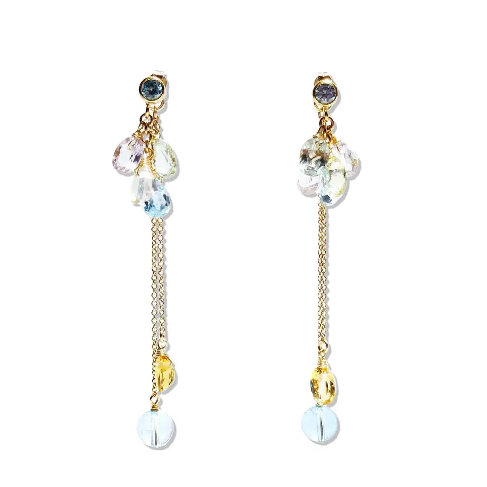 Lii Ji голубой топаз зеленый аметист цитрин розовый КВАРЦЕВЫЙ и из натурального