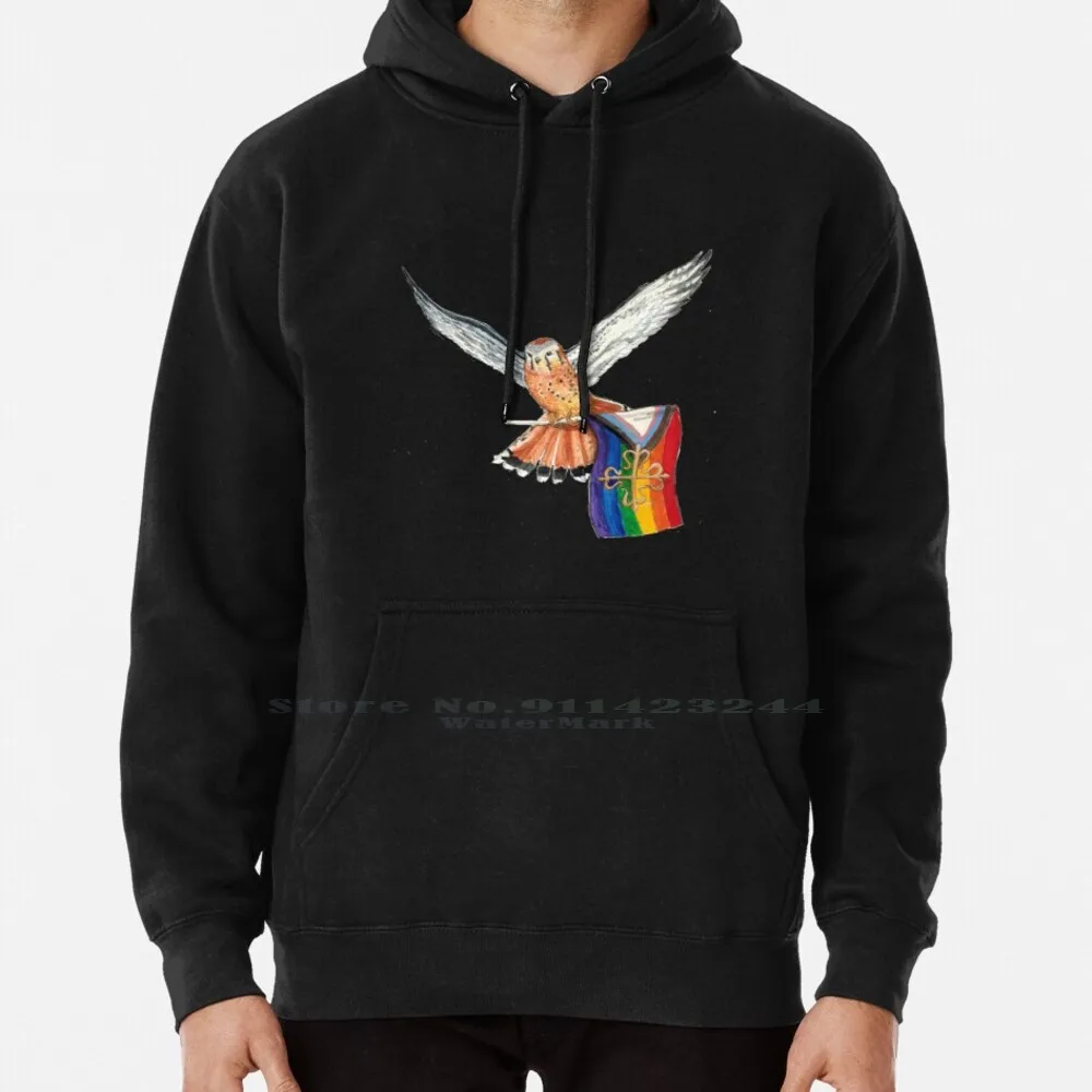 

Худи Falcon Pride 6xl, хлопковый свитер Kestrel с ручной росписью, акварельный, прогрессивная гордость, светское общество Sca для творчества
