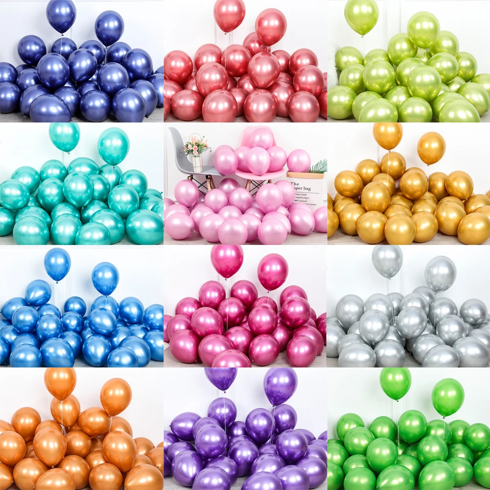 

10pcs 12inch Chrome Metallic Latex Balloons Colorful Ballons Baby Shower Birthday Party Supplies Wedding Party Decoration Globos