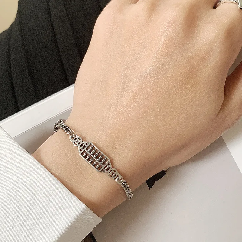 

925 Silver New Simple Abacus Bracelet Female Personality Retro Wild Sterling Silver Student Bracelet Birthday Gift Friend Gift