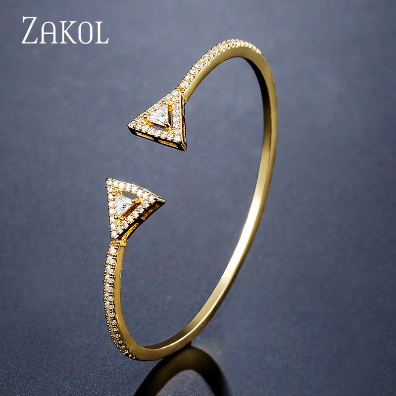 Модный дизайнерский комплект ювелирных изделий от бренда ZAKOL, серьги с чешским камнем, браслет и кольцо на запястье для женщин, помолвка, FSSP3011 - Окраска металла: Bracelet Gold