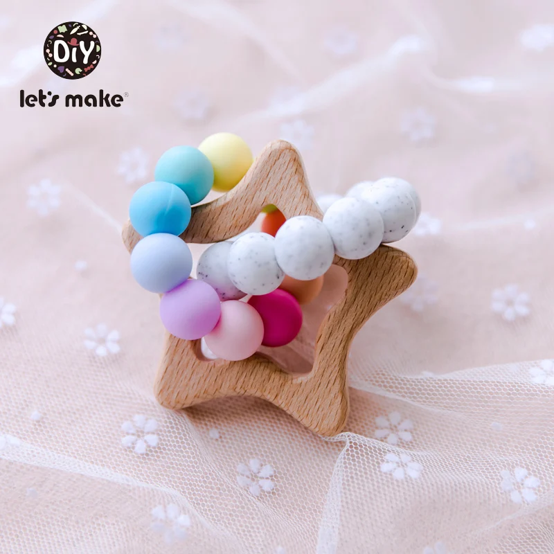 Bracelets От компании Let's Make, который учится ходить Еда Класс силиконовые прорезывания зубов игрушки, не содержащие БИСФЕНОЛ Силиконовые бусы, детские товары, Paicifer зажимы Рождественский подарок набор - Цвет: Bracelets