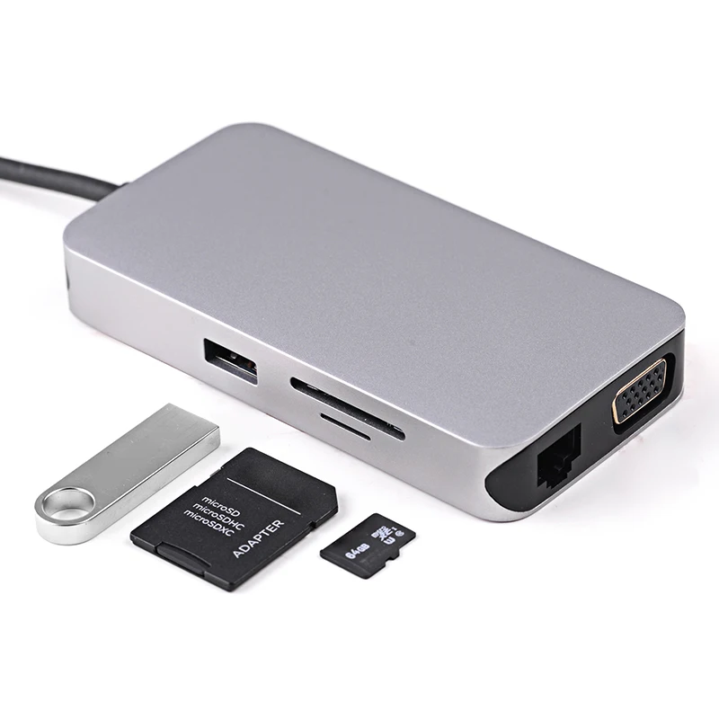 Переходник с Type C на RJ45 VGA HDMI HUB PD аудио для ПК компьютера DQ Drop|Адаптеры Type-C| |