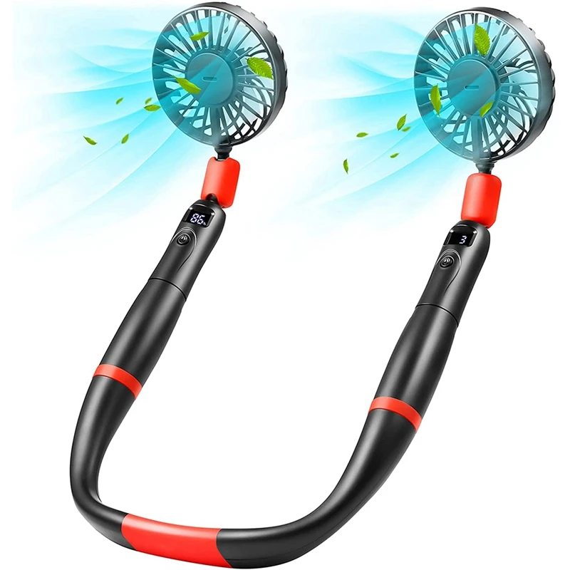 

Handheld Neck Fan, 2-in-1 Portable Mini Wearable Necklace Fan with LED Display, for Gym Hiking Camping and Office