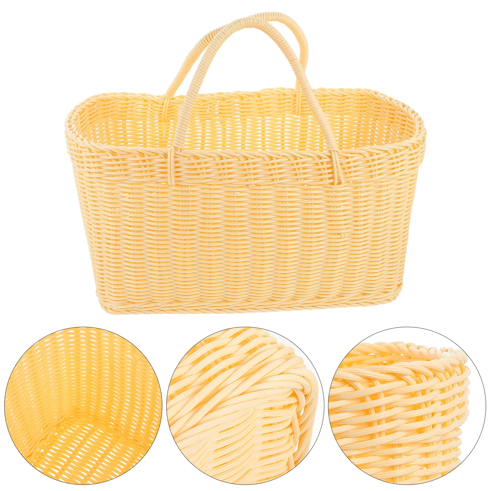 

1PC Portable Storage Basket for Outdoor Picnic Wedding Decoration (Beige)