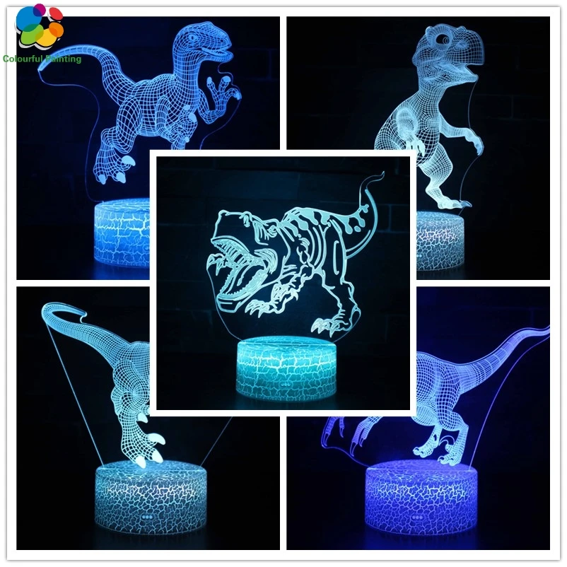 Динозавр дистанционного управления 3D свет светодиодный трещины база Иллюзия