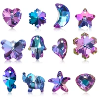 20pcs multi shape charms crystal heart beads violet color glass bead pendant gems for jewelry making necklaces earrings diy