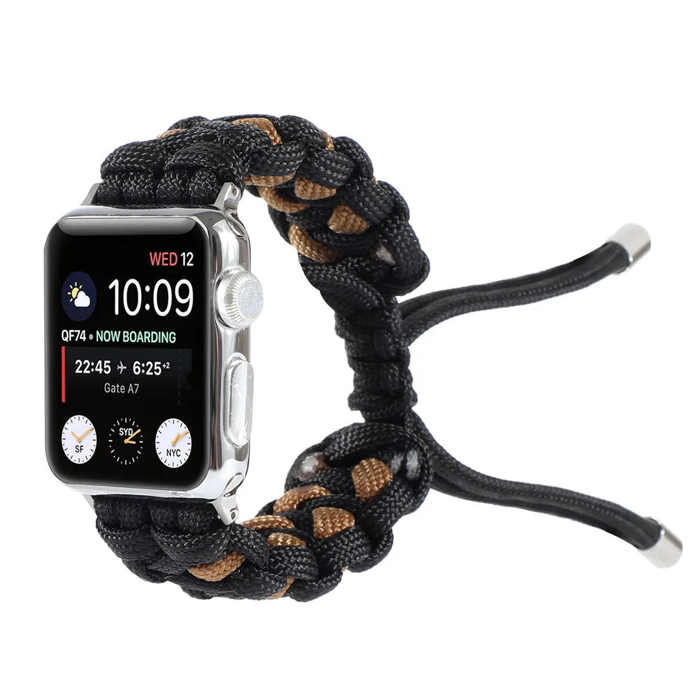 Спортивный нейлоновый тканый браслет для Apple Watch 6 ремешок серии SE/5/4/3 двухцветный