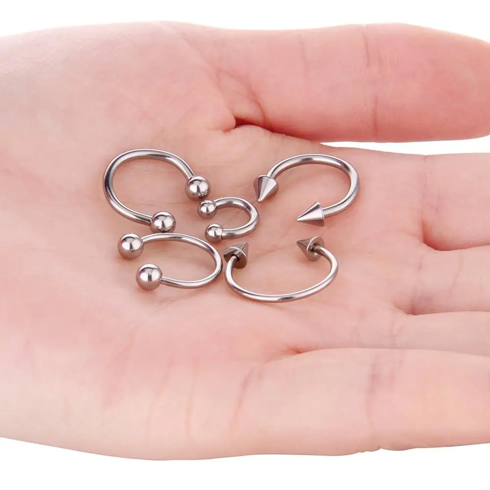 Кольца для бровей 10 шт. кольца серьги хряща шаровая Головка шип подкова губ