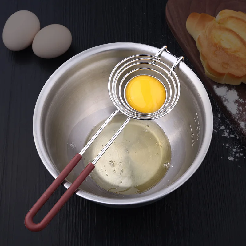 

Portable 1Pcs Spiral Stainless Steel Egg White Separator Egg Yolk Remover Divider with Long Handle Kitchen Tools Egg Divider