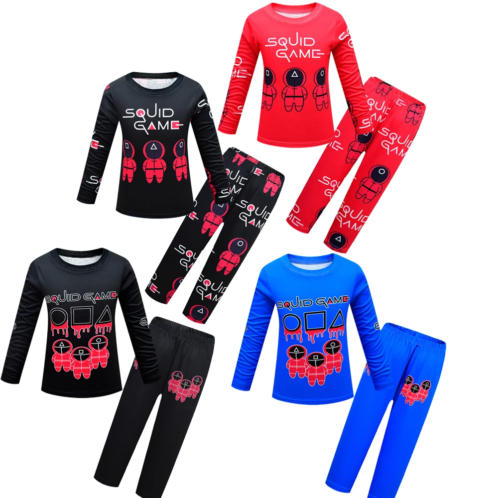 

Kids Clothes Movie Squid Game Pajamas for Boys Girls Long Sleeve Sleepwear Suit Baby Children Tops + Pants 2pcs Casual Outfits