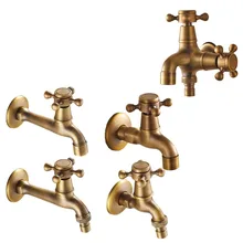 Antique Brass Decorative Washing Machine Faucet Wall Mounted Kitchen Bathroom Single Mop Pool Faucet Tap Single Cold Water