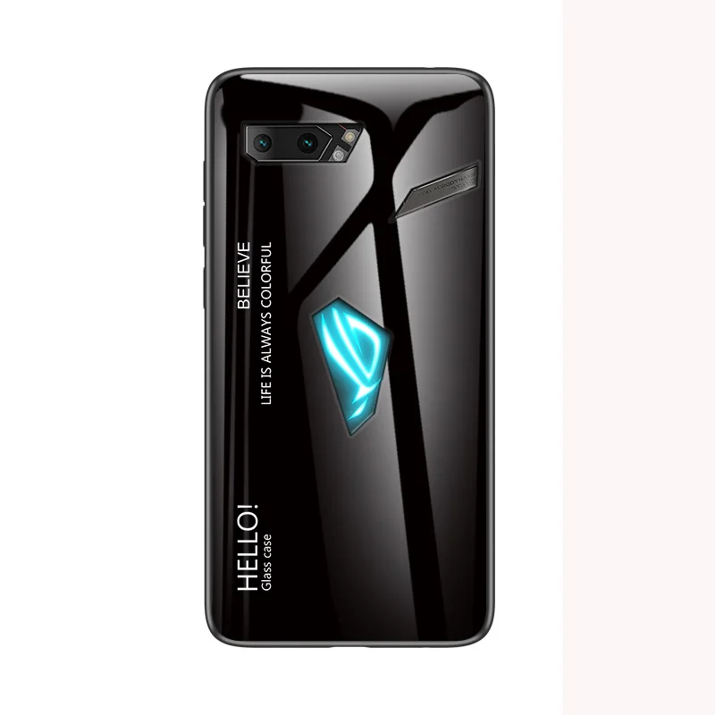 Black Для Asus ROG Phone 2 ZS660KL градиентный чехол из закаленного стекла силиконовая рамка жесткая стеклянная задняя крышка для Asus ROG 2 - Цвет: Black