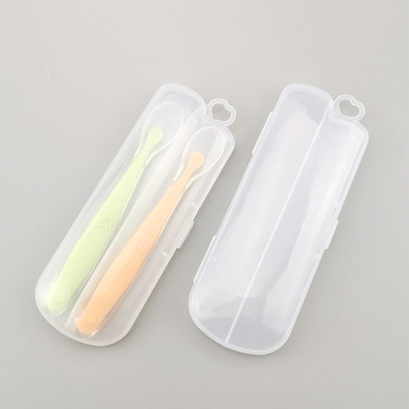 Прозрачная коробка для хранения силиконовая ложка грудничков Еда детский ящик