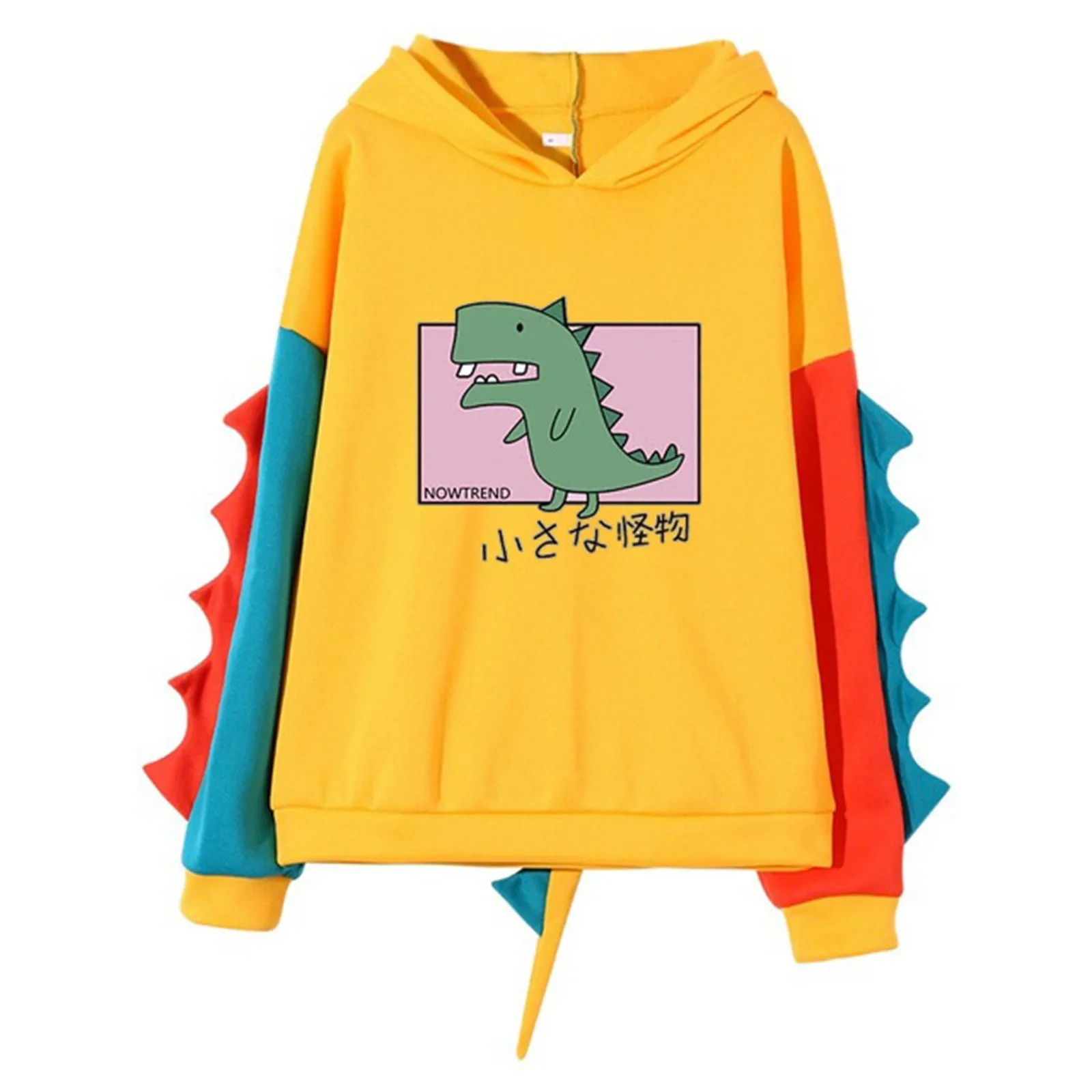 Outwear Hoodie Fashion Women Casual Print Long Sleeve Splice Dinosaur Sweatshirt Tops Sudaderas Con Capucha Women's Sweatshirt