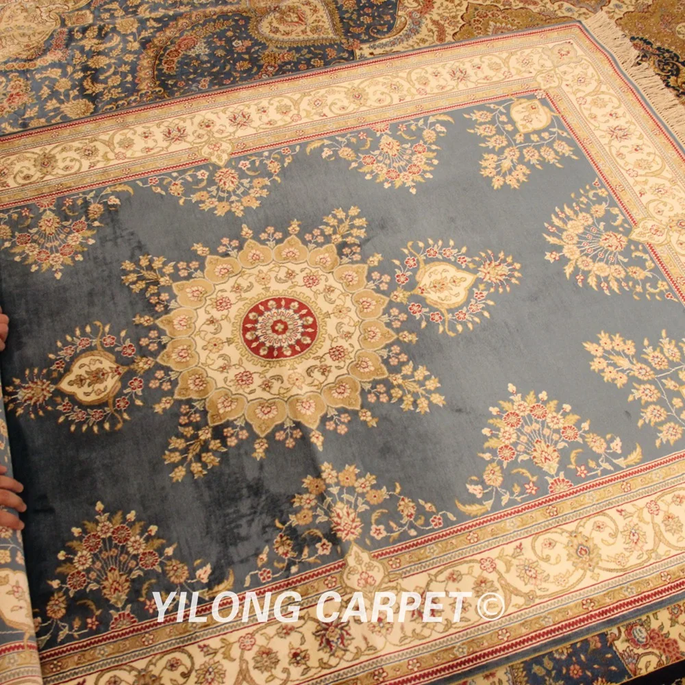 Yilong 4 'x 6' персидские шелковые коврики Китай синий ручной работы с узлом чистый
