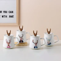 nordic deer mug round creative simple ceramic cup drinking cup office white collar leisure extremely simple wind animals lovely