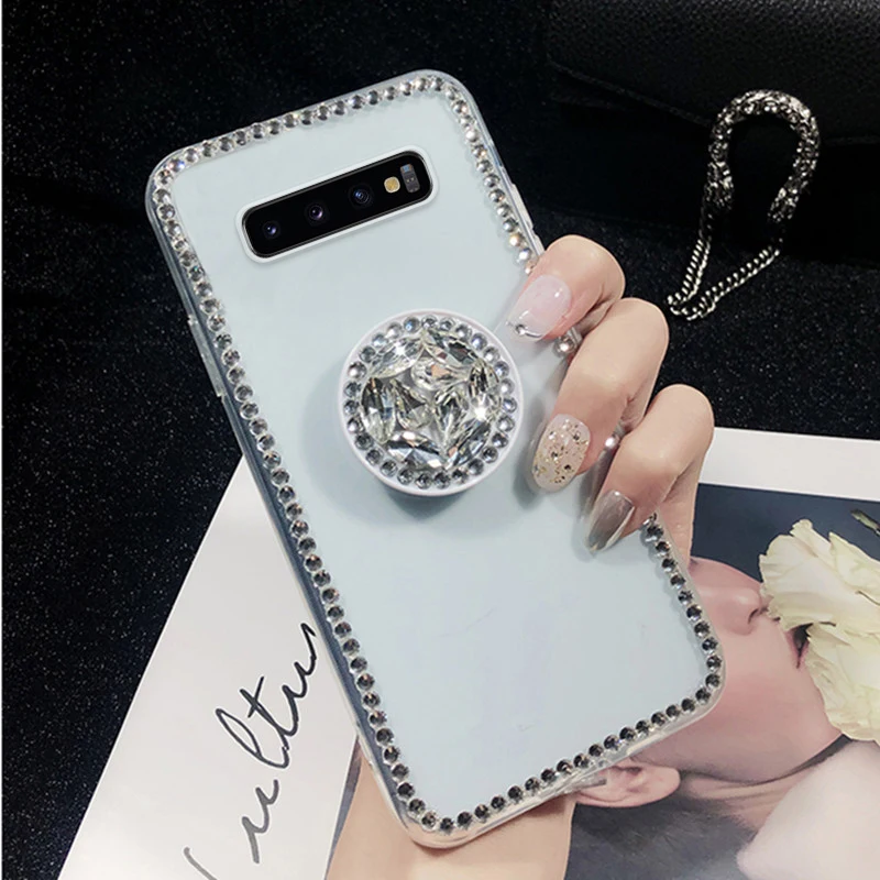 

Anti-drop Transparent Diamond Sticker Case For Samsung S10 S20 Plus Ultra S20 FE M10 M20 J5 J7 Samsung Note 8 Soft TPU Cover