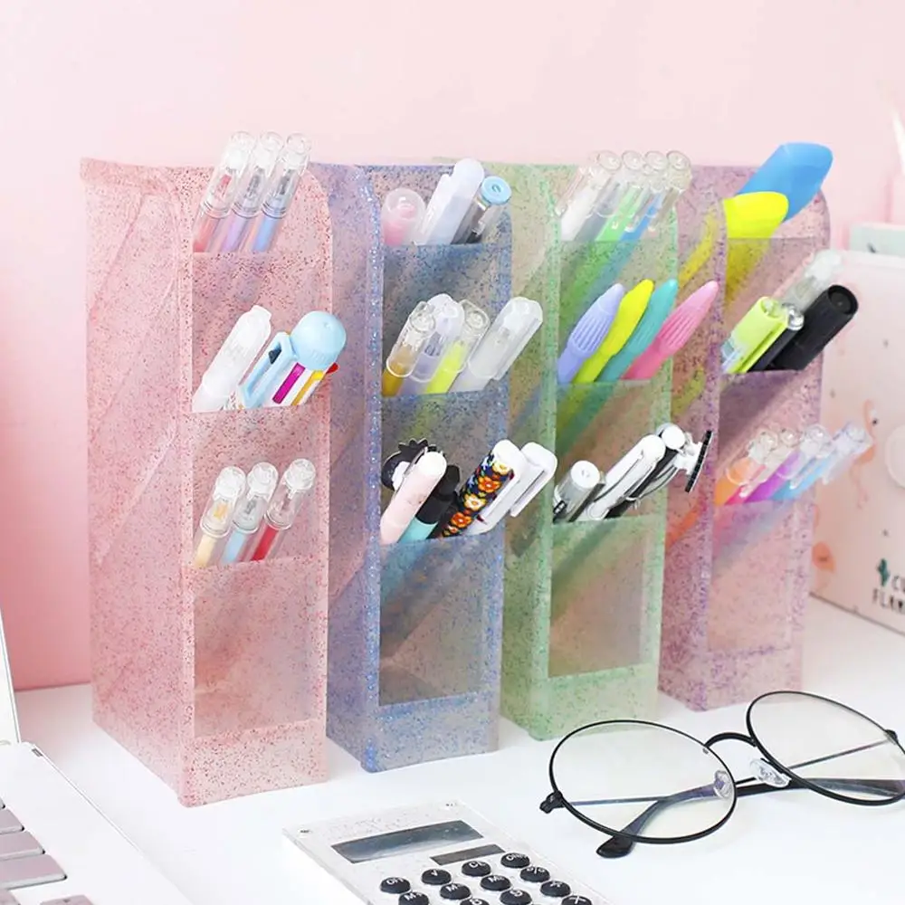 

Large Capacity Multi-function 4 Grids Desktop Pen Holder Office School Stationery Storage Case Box Pencil Makeup Organizer Stand