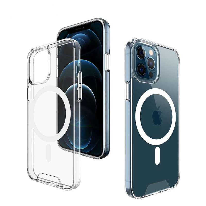 

30 pcs/lot Magnetic Transparent Case For iPhone 13 Pro Max Magnet Back Cover For iPhone 13Mini Support Wireless Charging Case