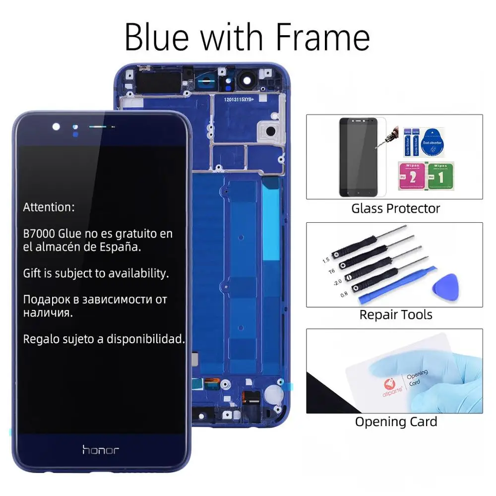 Дисплей для Honor 8 Ремонт сенсорного ЖК-экрана с рамкой 5,2 ''ЖК-дисплей для huawei Honor 8 дисплей FRD-L09 запасные части - Цвет: Blue With Frame