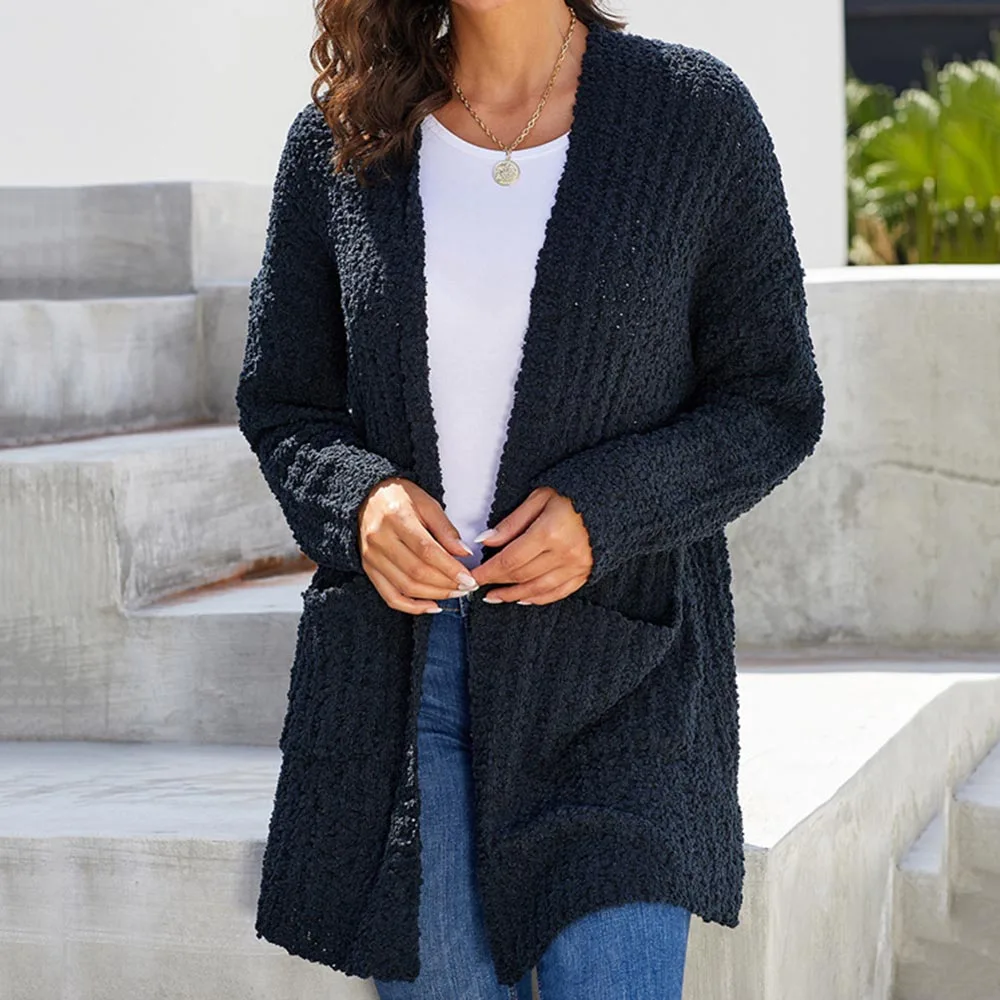 Женский вязаный свитер 2019 Корейская Базовая теплая однотонная Длинная