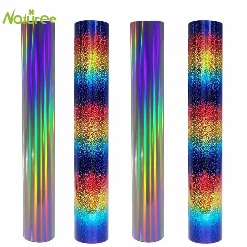 25 см * 1 м ПУ голографическая теплопередача виниловая футболка термопечать утюгом