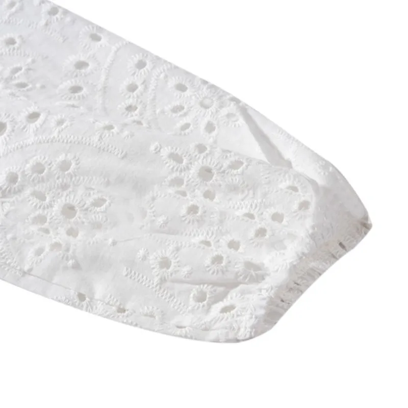 

Ladies Openwork Simple Lanterns Sleepers Long-sleeved T-shirt Solid Color Loose Oblique Collar Women Autumn Tops