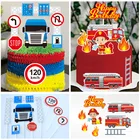 Торт Deocration пожарный счастливый топперы для торта на день рождения для мультфильма автомобиль украшение вечеринки детский день рождения капкейк топперы