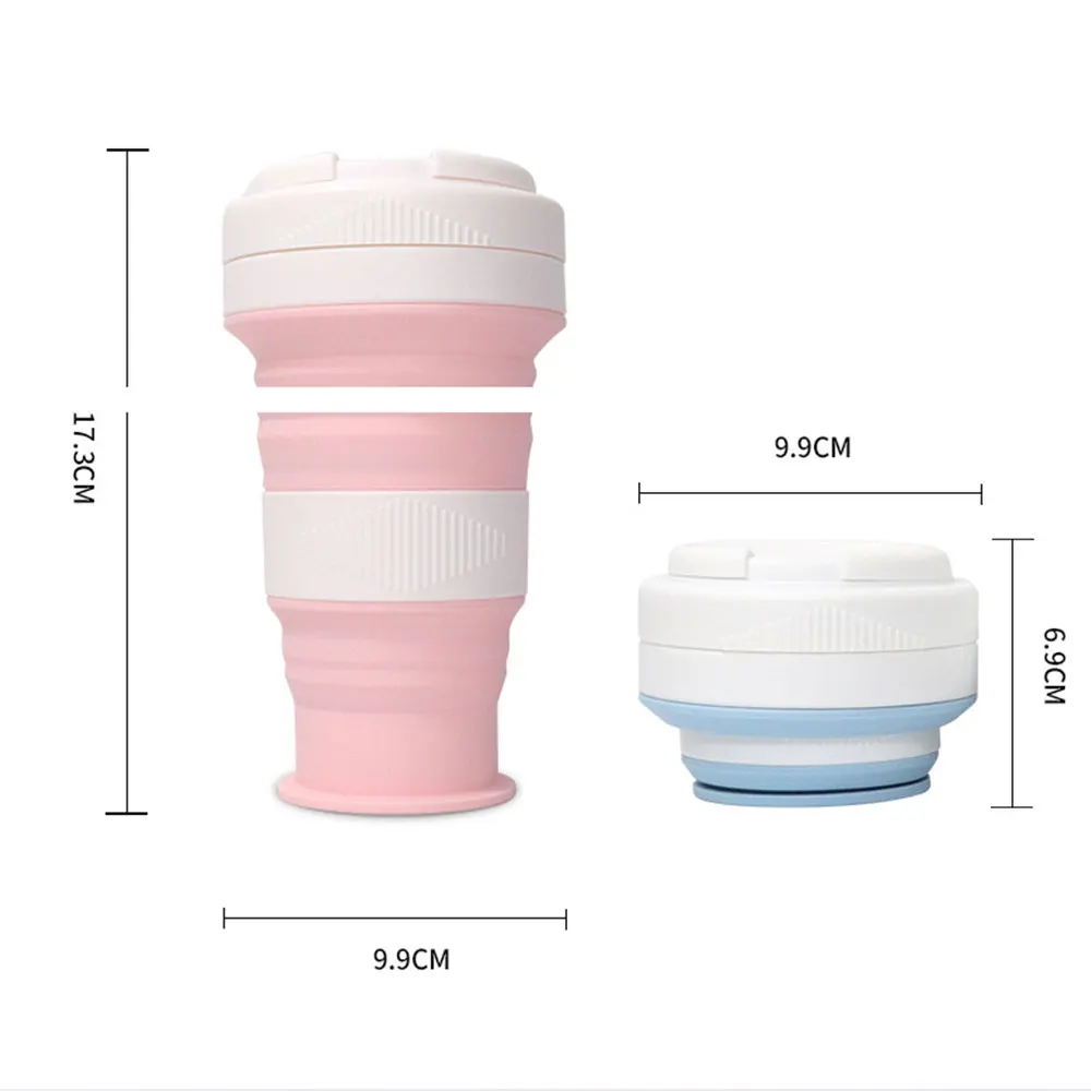 

550ml Reusable Water Bottle Outdoor Water Bottle Travel Water Bottle Water Bottle With Straw Lid Silicone Coffee Cup