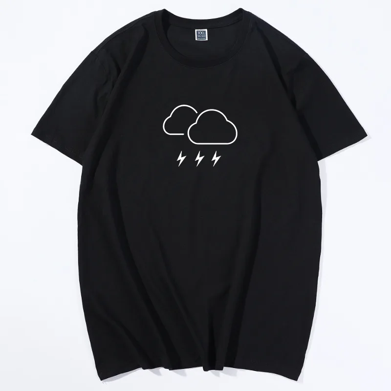 100% хлопок с принтом облака забавные мужские футболки круглым вырезом Модные топы