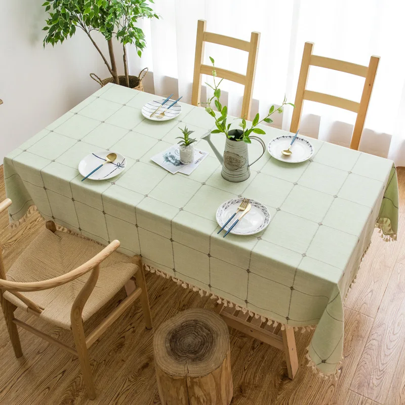 

Linen Cotton Tablecloth Dinner Wedding Party Decoration Rectangular Tassel Antiderapant Tablecloth Dust-proof Tea Table Colth