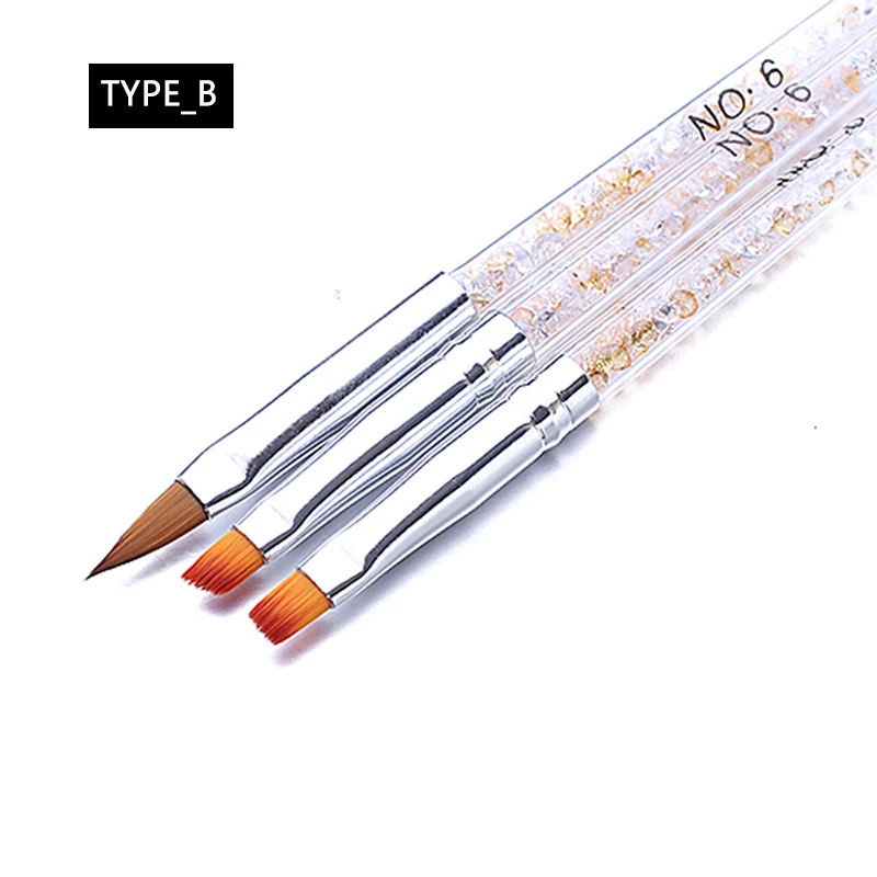 3PCS Manicure Brush Set UV Gel Liner Painting Pen Acrylic Drawing for Nails Rhinestone Handle Nail Art Tool | Красота и здоровье