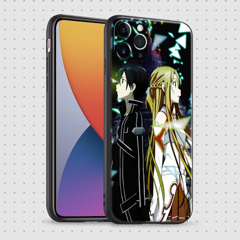 sword art online asuna kirito anime for iphone se 6 6s 7 8 plus x xr xs 11 pro max soft silicone phone case cover shell free global shipping