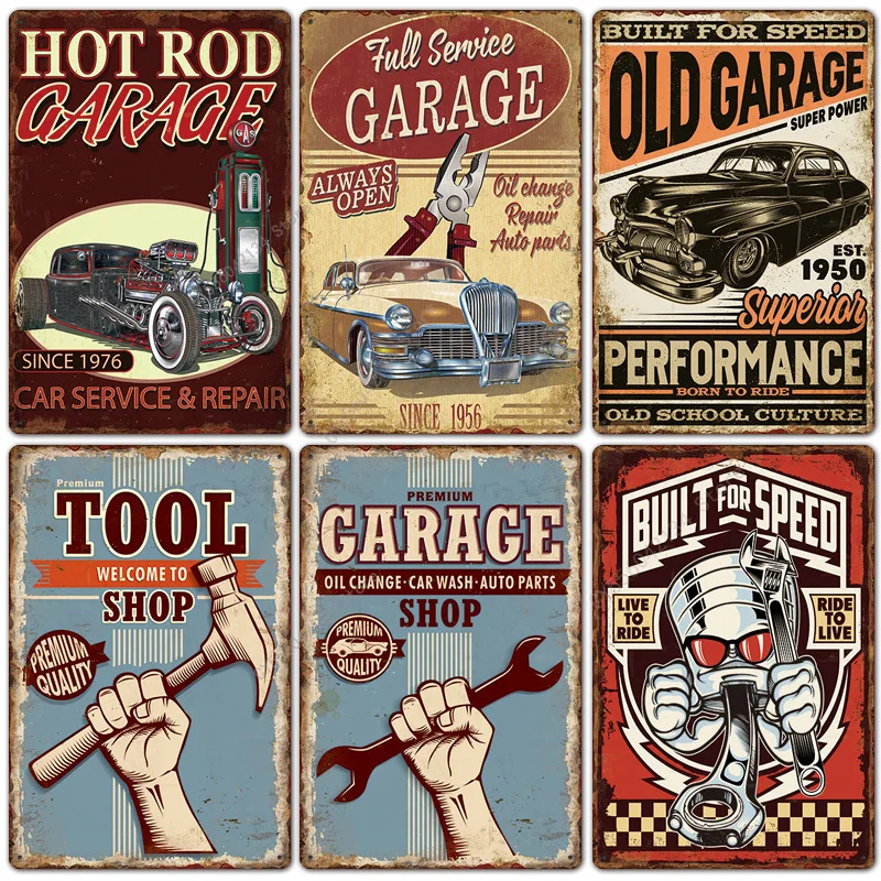 

Full Service Garage Gas Station Metal Tin Sign Vintage Shabby Rust Wall Plate Signs Crafts Plaques Painting Car Motor Posters