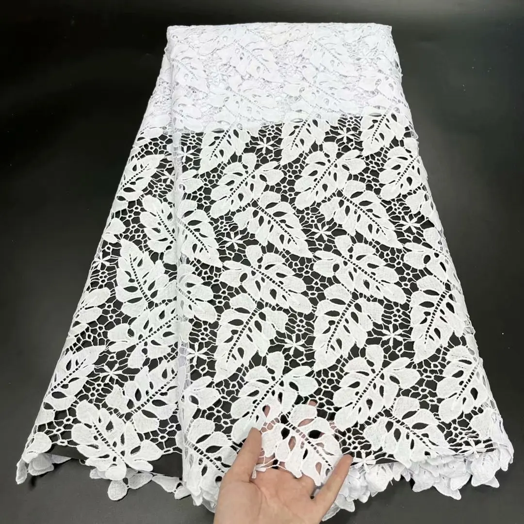 

Leaf Flowers European Cord Lace Fabric Bulgaria Bridal Guipure Lace Fabric For Wedding Dress Sewing Materials