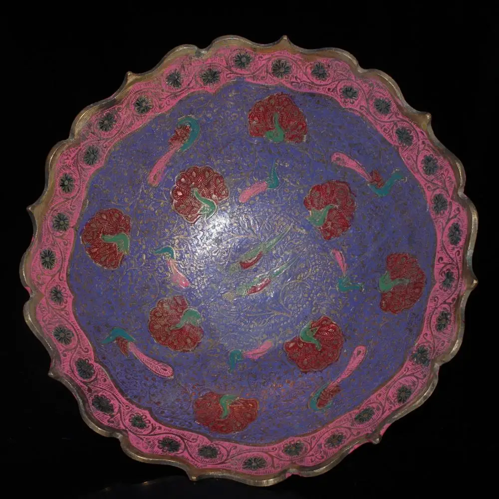

China old Beijing old goods Old cloisonne Color pattern fruit plate