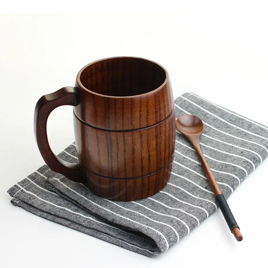 Деревянная кружка 400 мл из дуба для пива молока кофе воды стеклянный кухонный