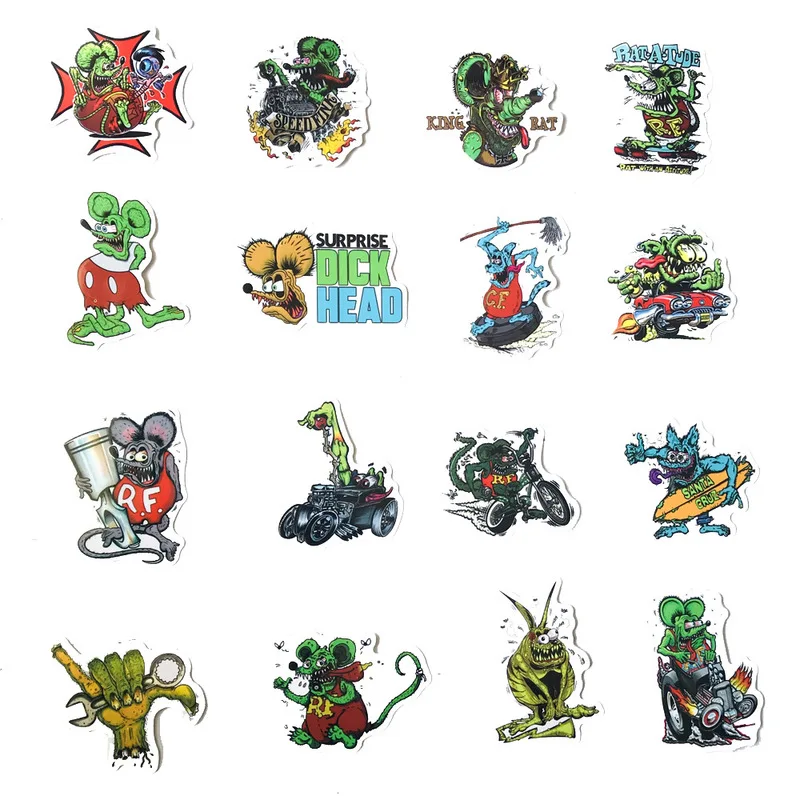 50 шт. крыса Фин Стикеры s Ratfink ПВХ автомобиля для чемодан скейтборда холодильник